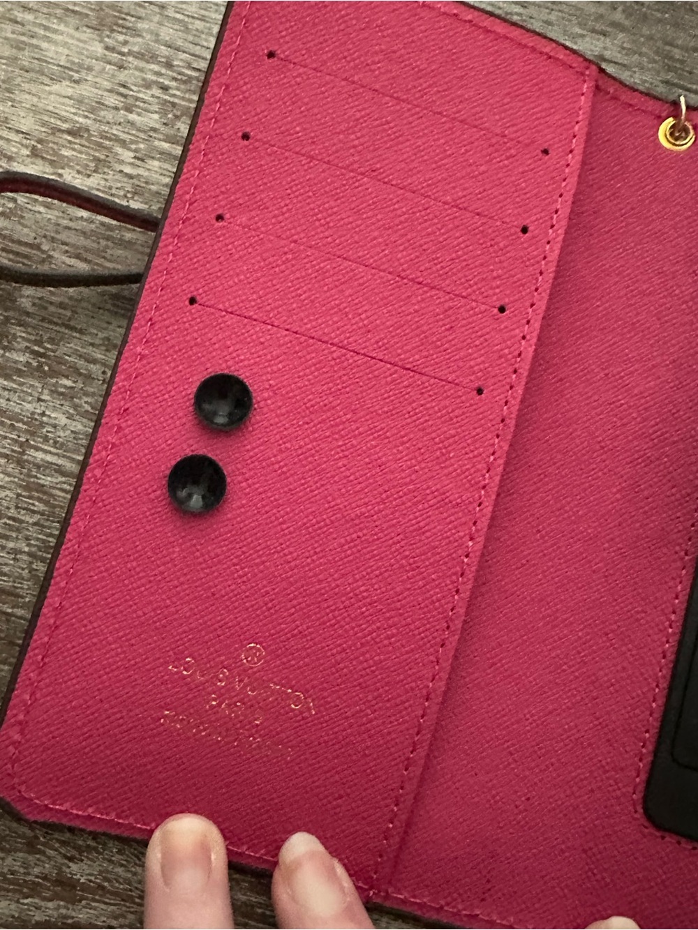 Monogram Wristlet Clutch/Phone Case in Brown with Pink Trim - Picture 8 of 16